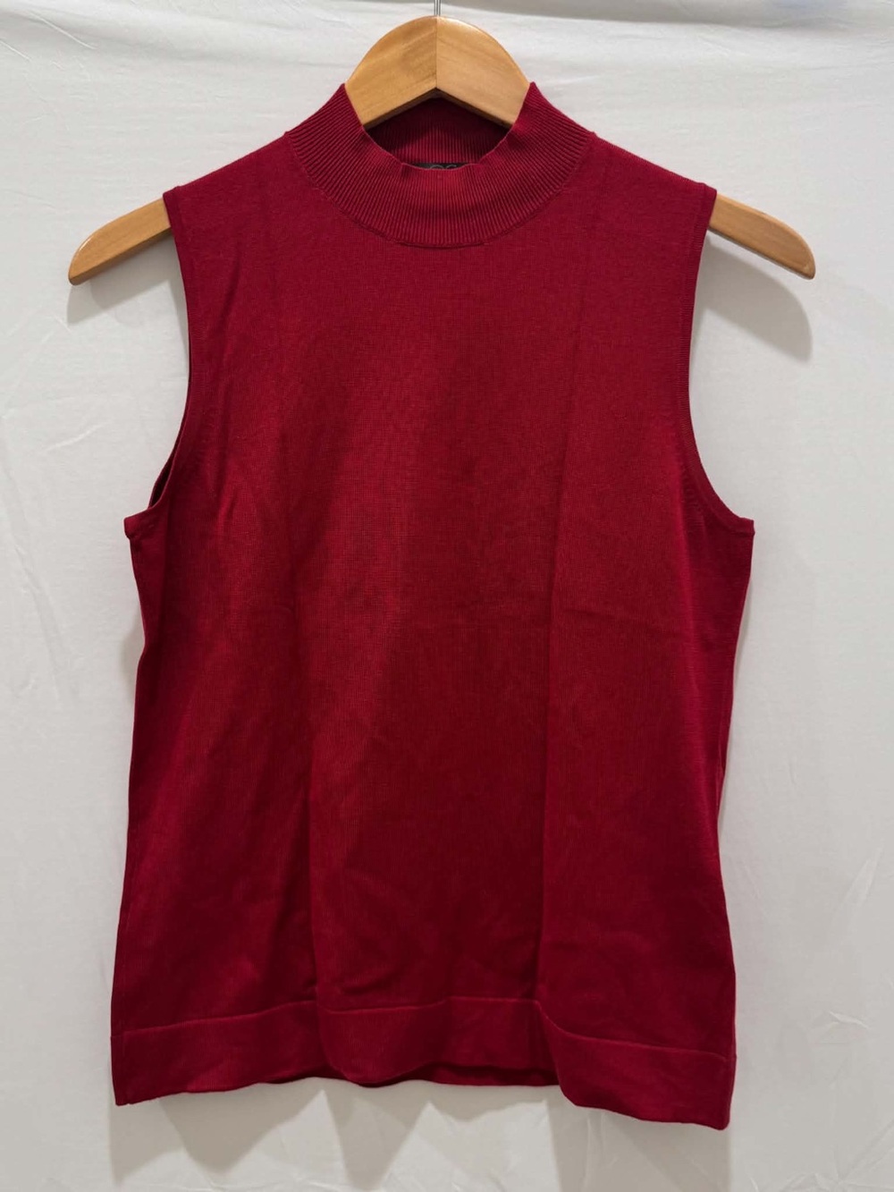 August silk Sleeveless Knit Women Mock Neck Tank - Deep Red Petite M